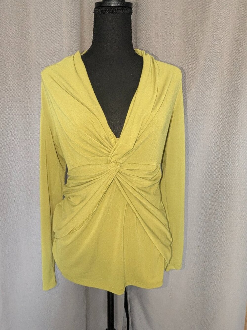 Sunny Leigh Twist-Front Long Sleeve Top in Chartreuse
